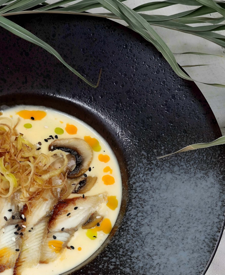 Картофельный крем- суп с угрем