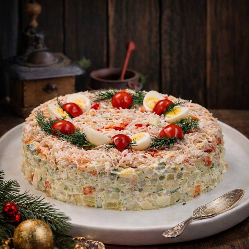 Оливье с крабом