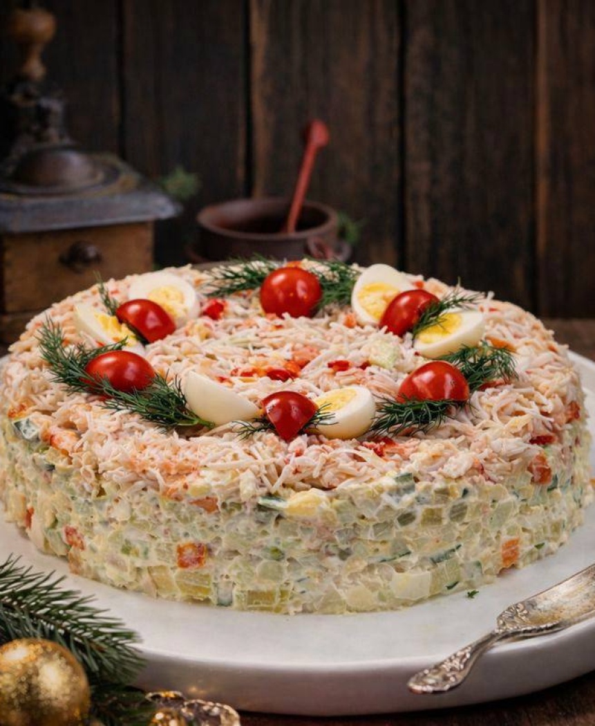 Оливье с крабом