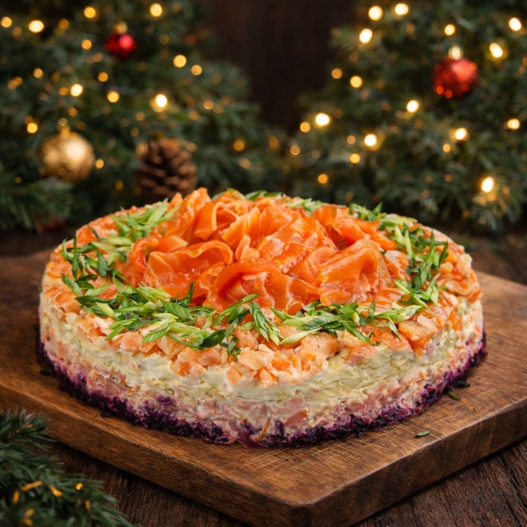 Шуба с красной рыбой